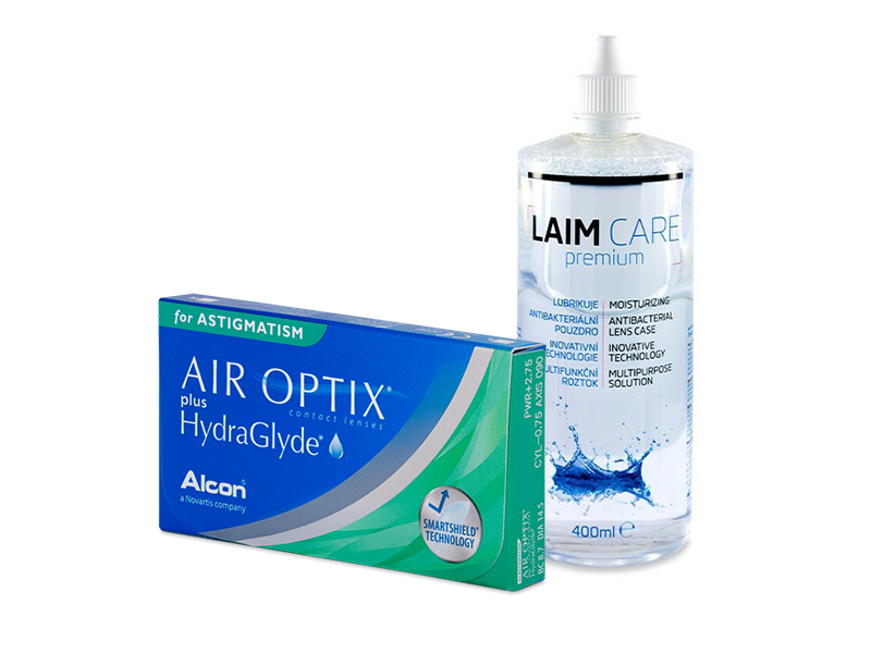 Alcon Air Optix plus HydraGlyde for Astigmatism (3 lenzen) + Laim-Care 400 ml