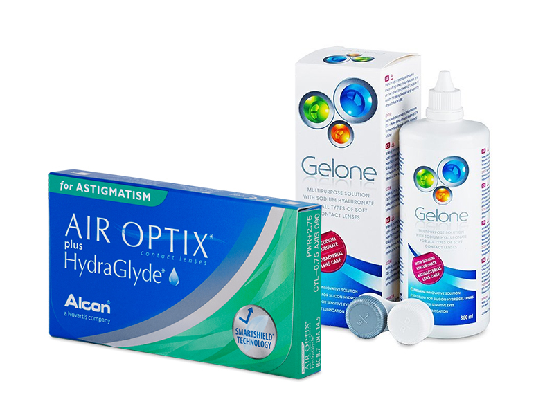 Air Optix plus HydraGlyde for Astigmatism (6 lenzen) + Gelone 360 ml