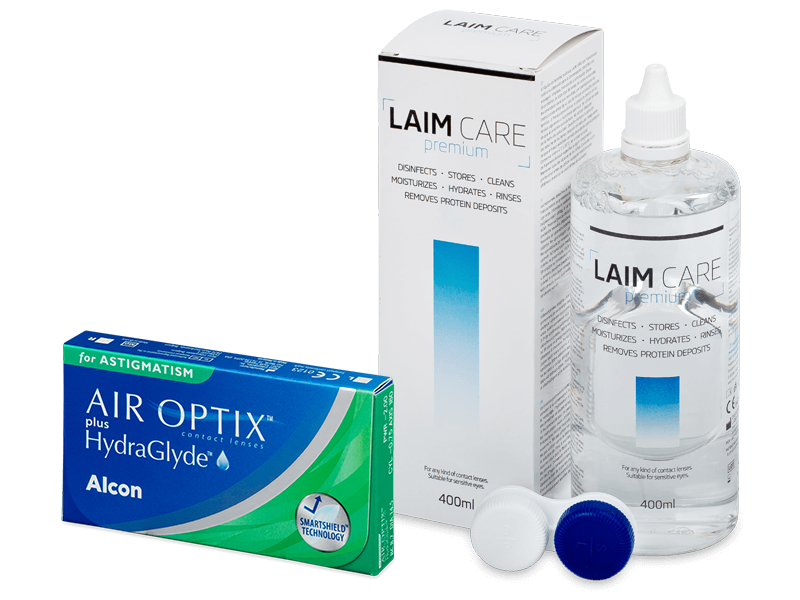 Air Optix plus HydraGlyde for Astigmatism (6 lenzen) + Laim-Care 400 ml