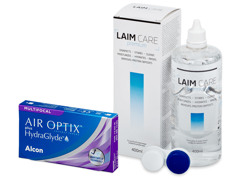Air Optix plus HydraGlyde Multifocal (3 lenzen) + Laim-Care 400 ml