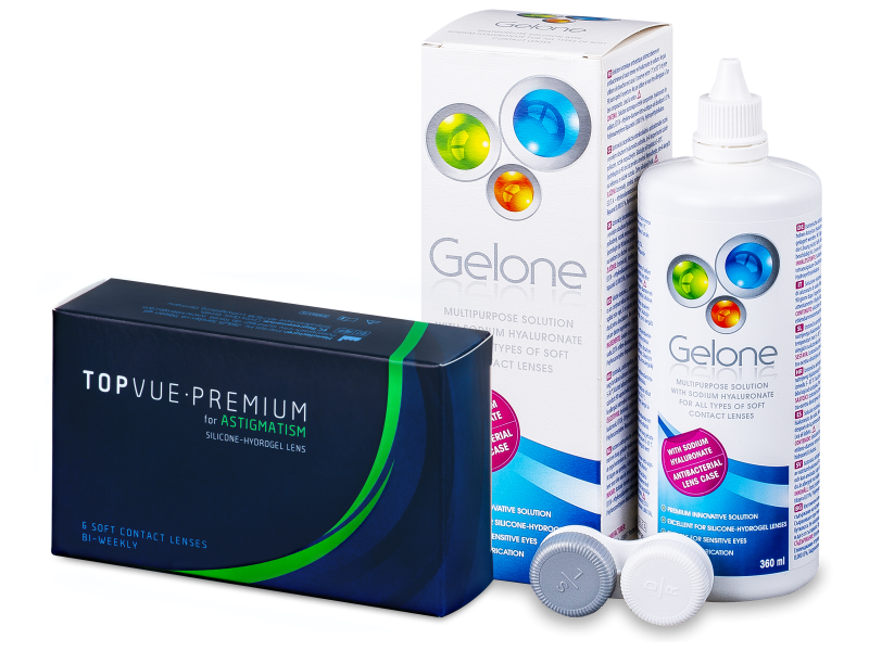 TopVue Premium for Astigmatism (6 lenzen) + Gelone lenzenvloeistof 360 ml