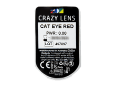 CRAZY LENS - Cat Eye Red - zonder sterkte (2 gekleurde daglenzen)