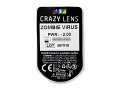 CRAZY LENS - Zombie Virus - met sterkte (2 gekleurde daglenzen)